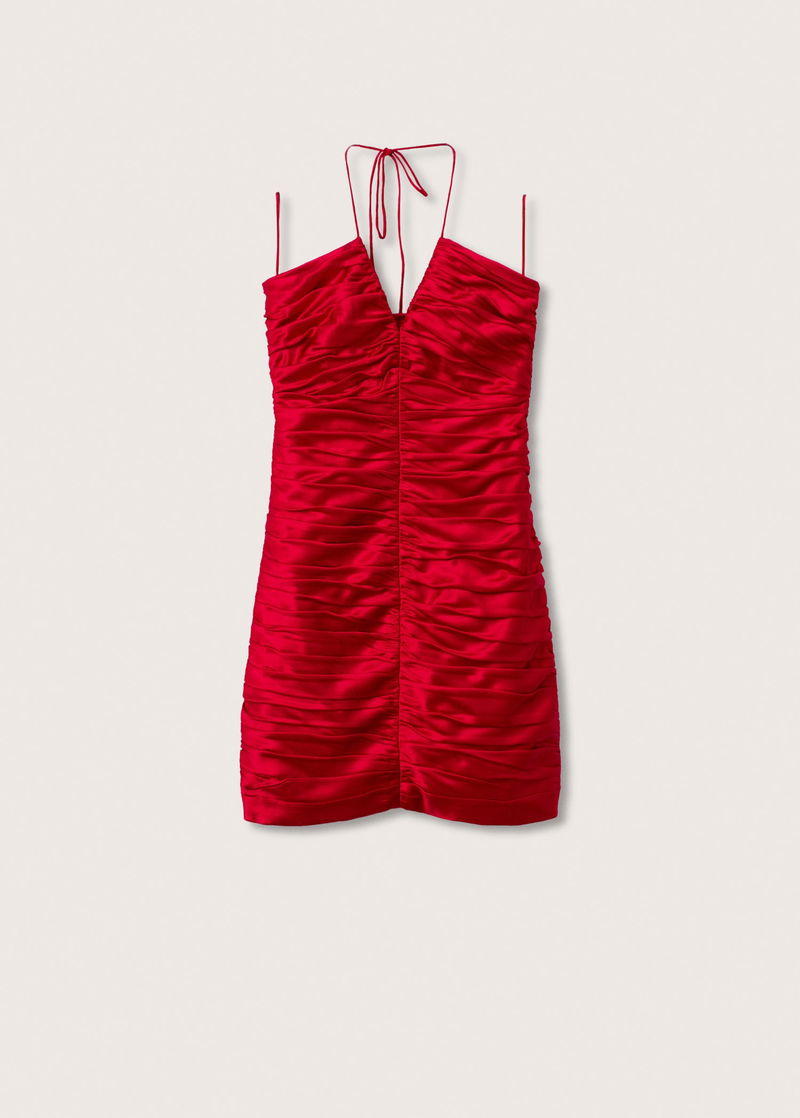 MANGO Draped Silk Dress endource - Main Image