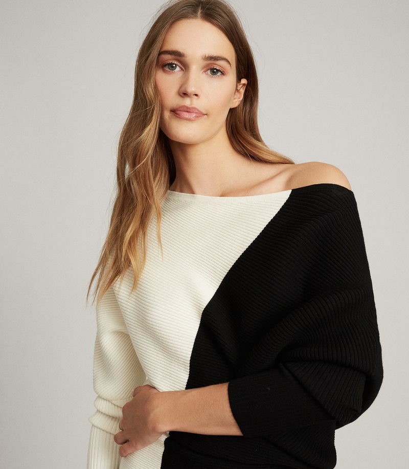 Roll Neck Colourblock Jumper Reiss Black And White Jumper Reiss