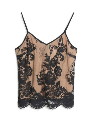 HUSH Estella Lace Trim Camisole, Black at John Lewis & Partners