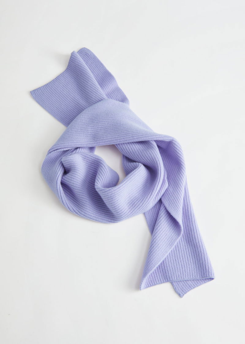 Cashmere Ribbed Knit Scarf