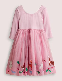 white christmas dresses Ruffle Neck Woven Dress-College Navy Christmas Party main image 0