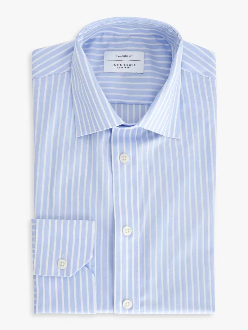 JOHN LEWIS Stripe Tailored Fit Shirt in Light Blue