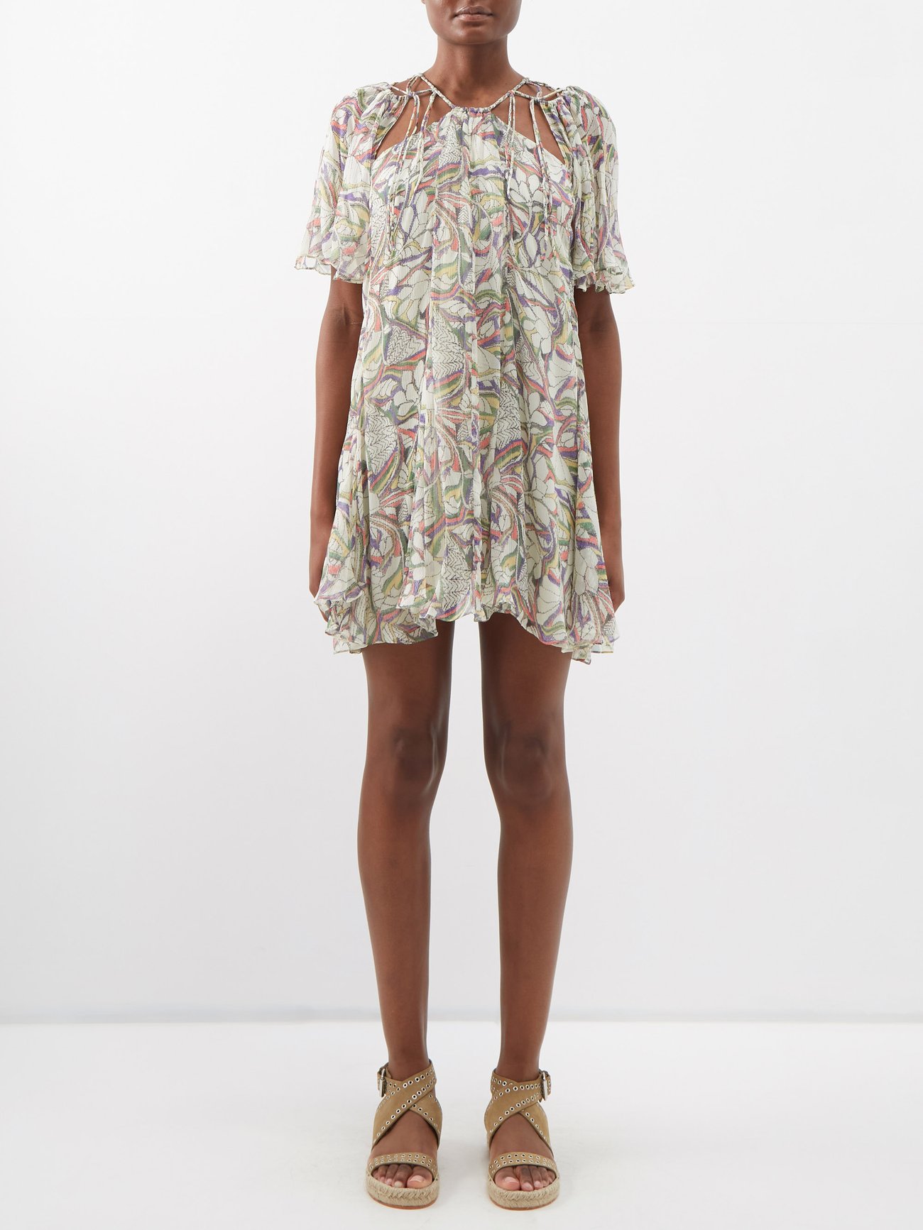ISABEL MARANT Lizane Printed Minidress in White | Endource