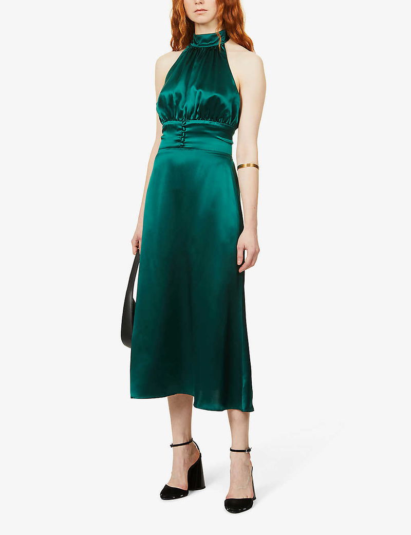REFORMATION Kailey Halterneck Silk-Satin Midi Dress | endource REFORMATION Kailey Halterneck Silk-Satin Midi Dress | endource