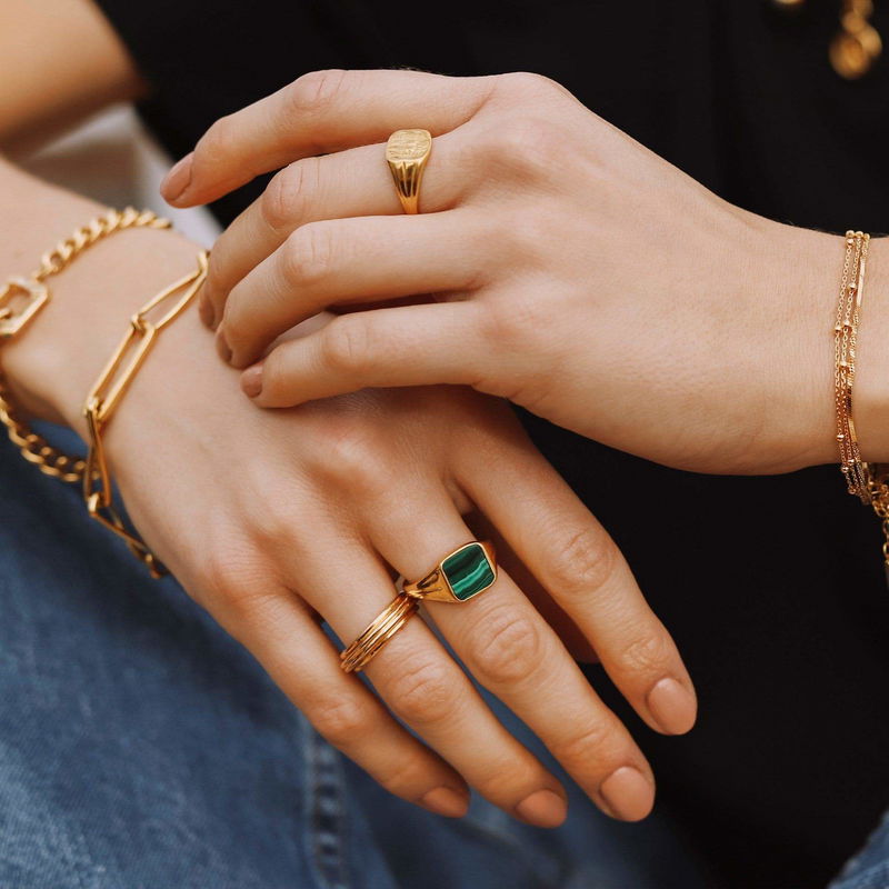 Missoma Fused Woven Gemstone Square Signet Ring