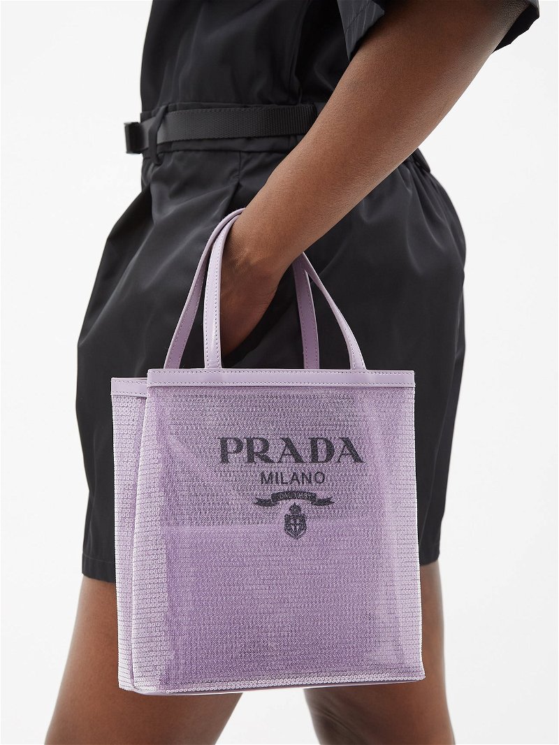 Prada Sequinned logo-print Mesh Tote Bag - Farfetch