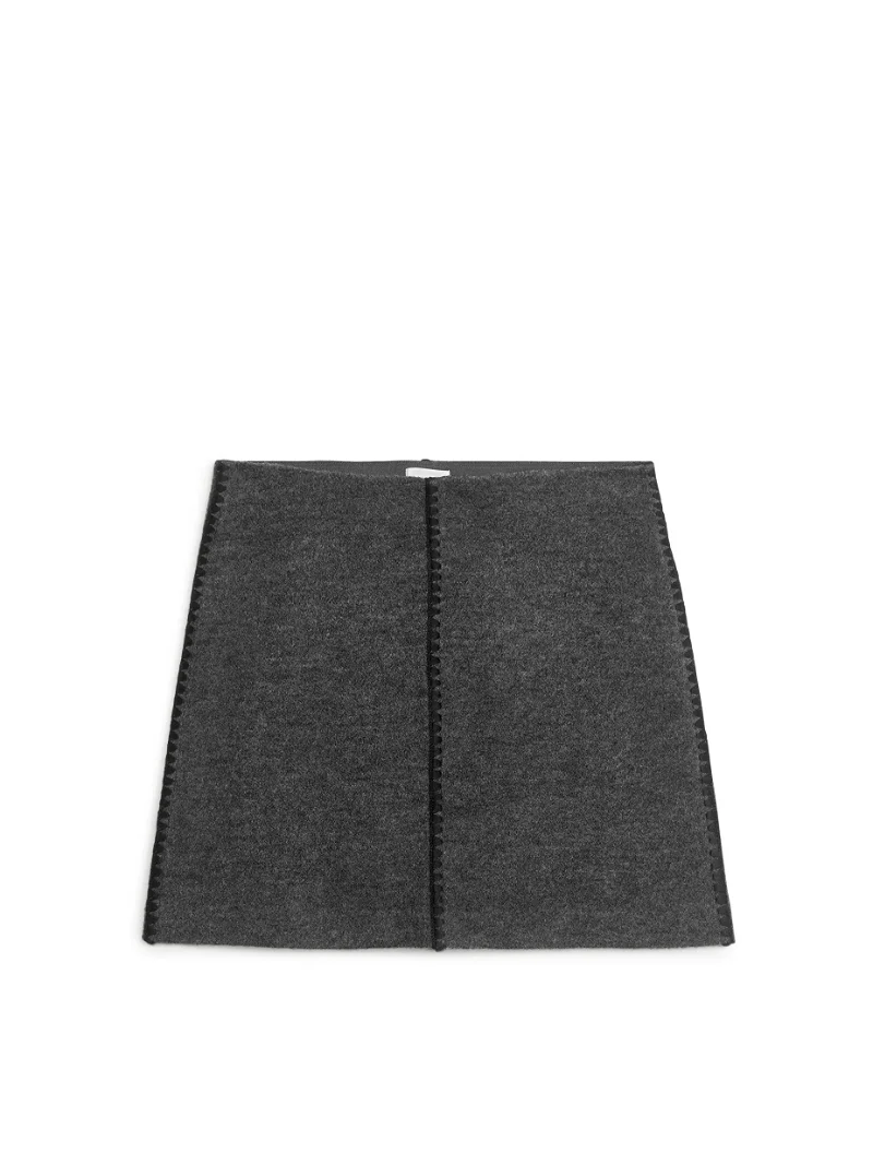 Boiled Wool Mini Skirt
