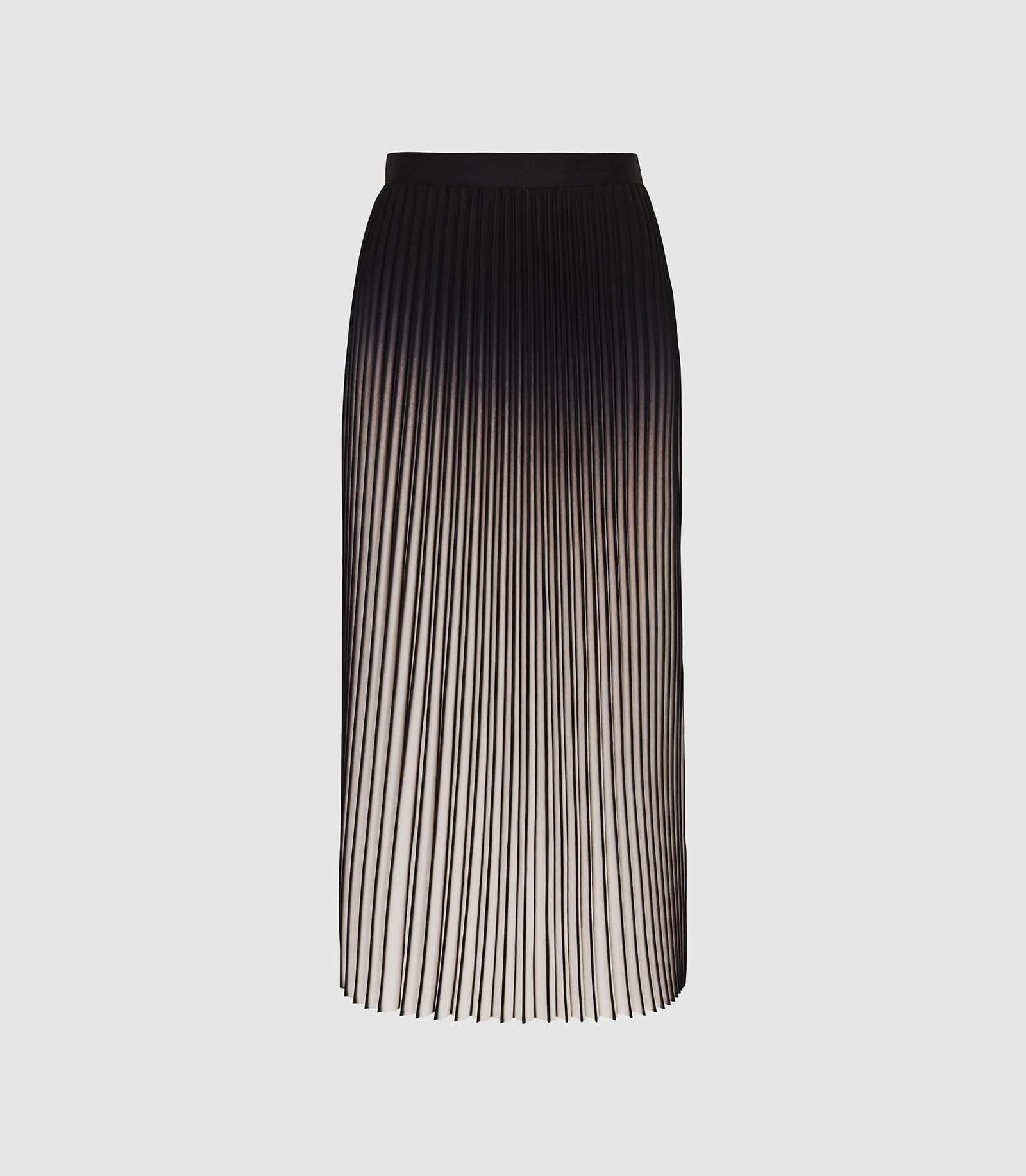 Reiss Marlie Ombre Pleated Midi Skirt In Neutral Black Endource