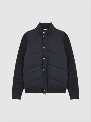 Reiss Flintoff Hybrid Quilt and Knit Zip-Through Jacket