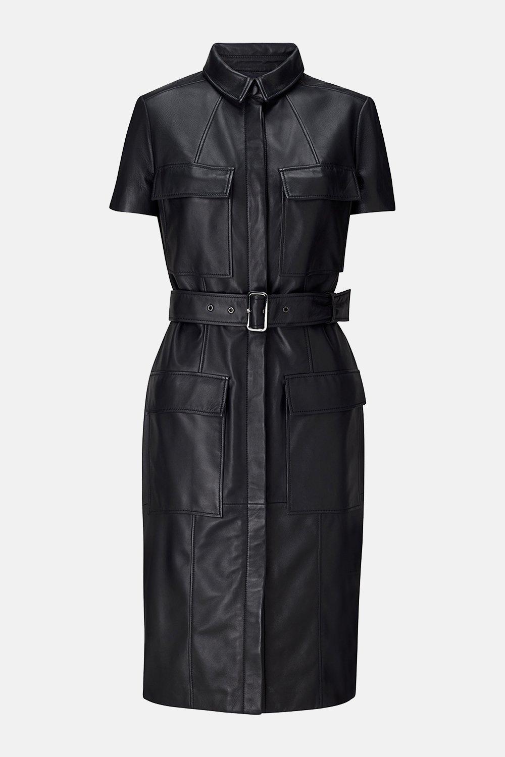 KAREN MILLEN Clean Leather Utility Dress | endource