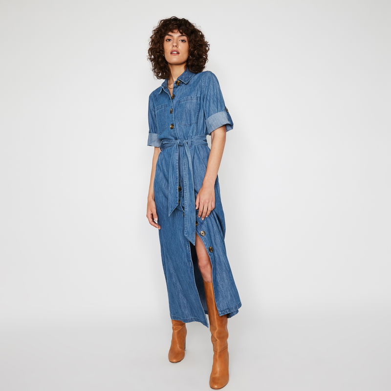 warehouse denim maxi dress