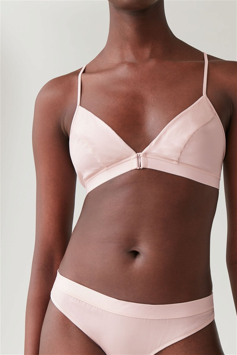 COS Stretch-mulberry Silk Bra With Front Fastening in Powder Pink