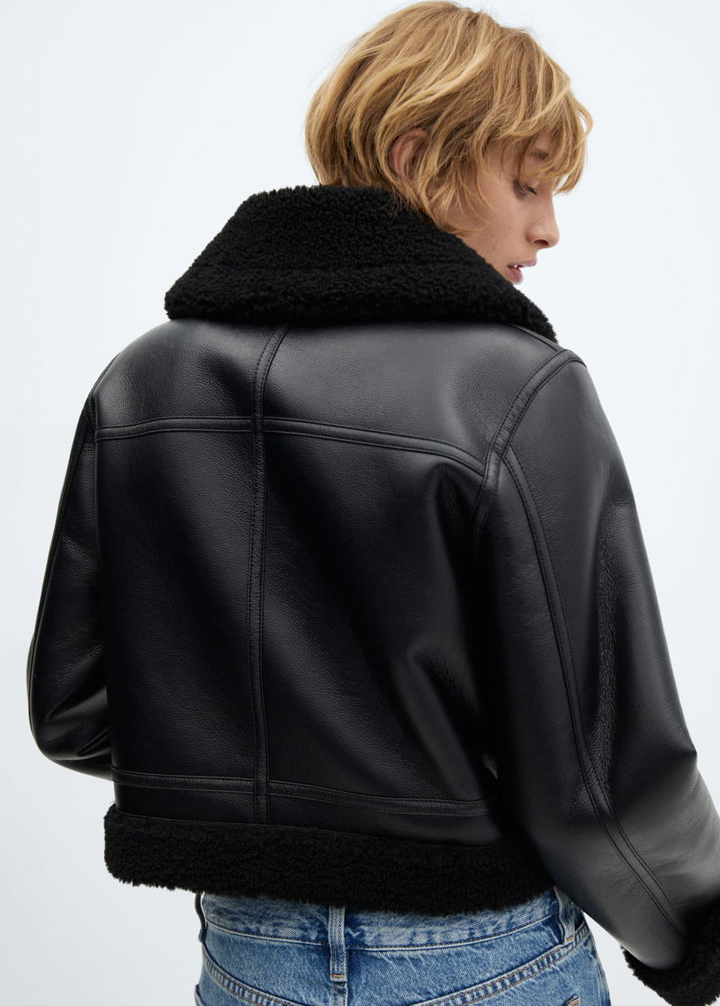 Shearling Black Leather Jacket Topshop Faux Leather Shearling