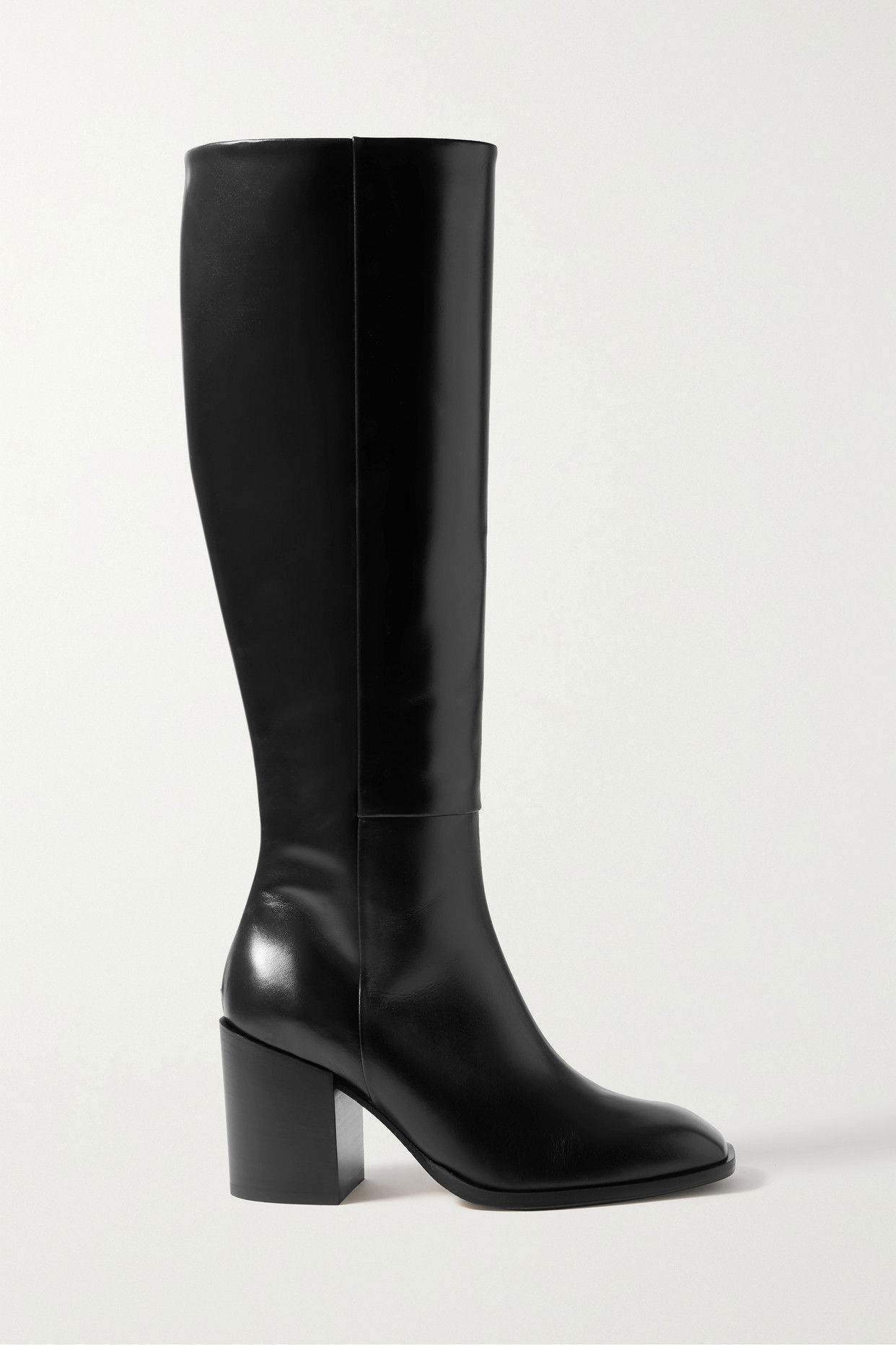 AEYDE Teresa Leather Knee Boots in Black | Endource