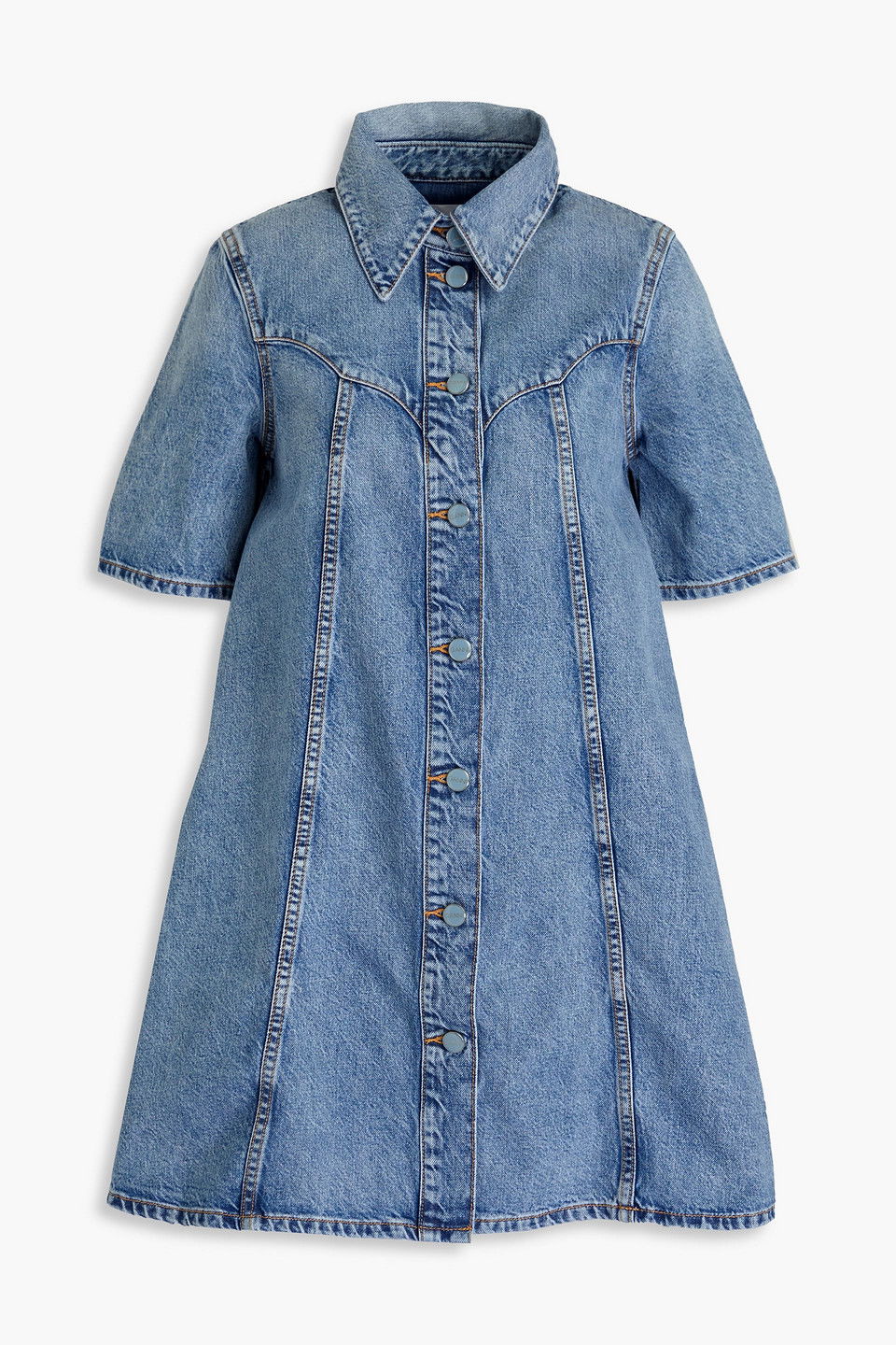 ganni denim shirt dress Ganni - Mid Blue Vintage Denim Shirt Dress