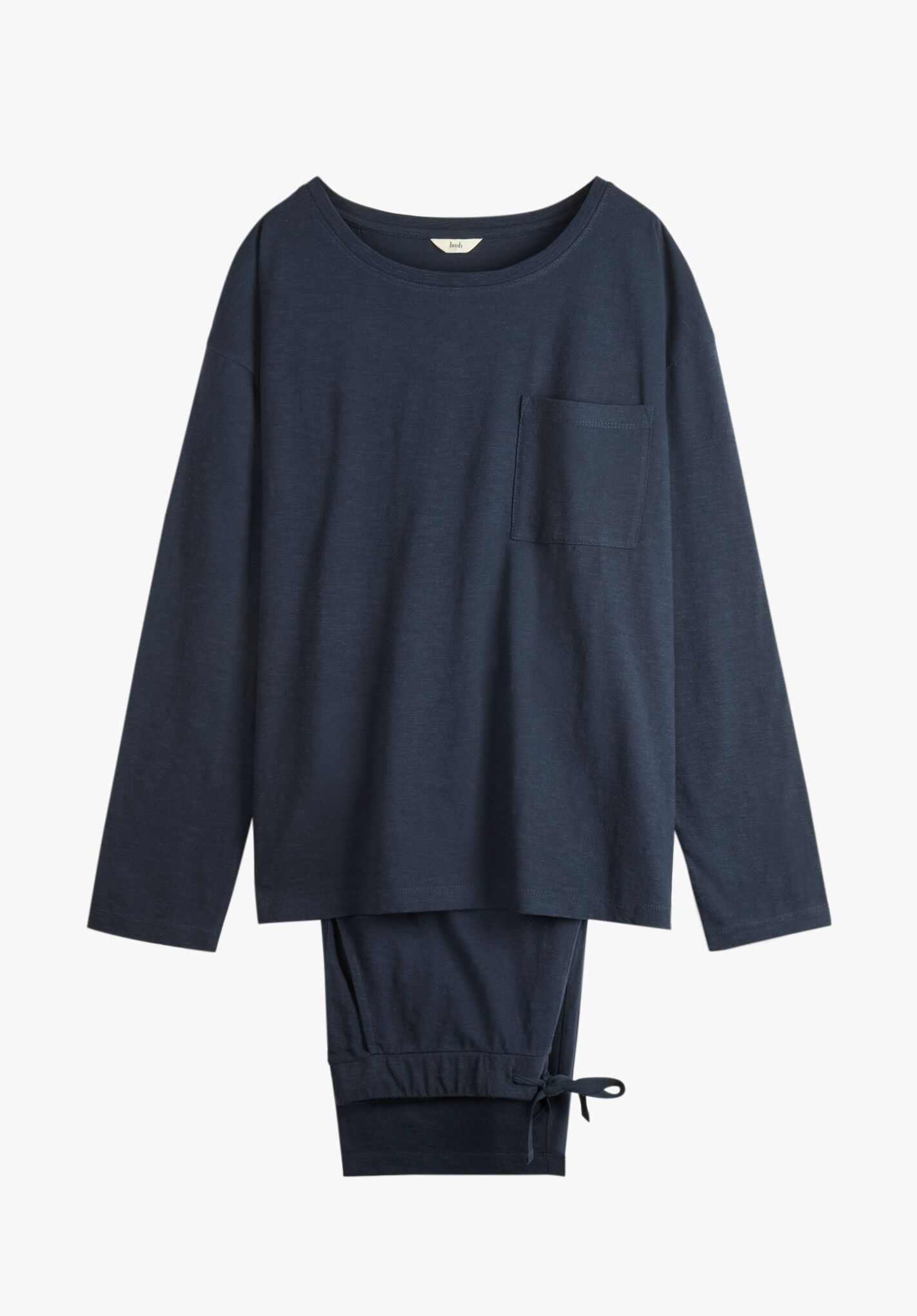 HUSH Maya Cotton Jersey Pyjamas in Midnight Navy | endource
