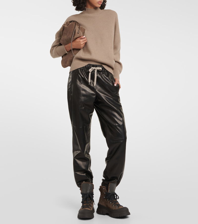 mid rise leather pants