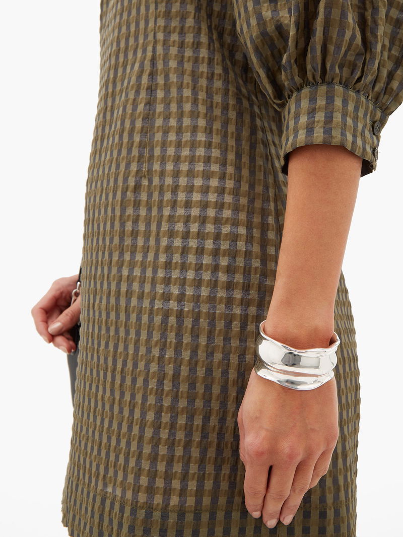 slim fit dress slacks Seersucker Check Wrap Mini Dress in Gingham Starfish  SVRN
