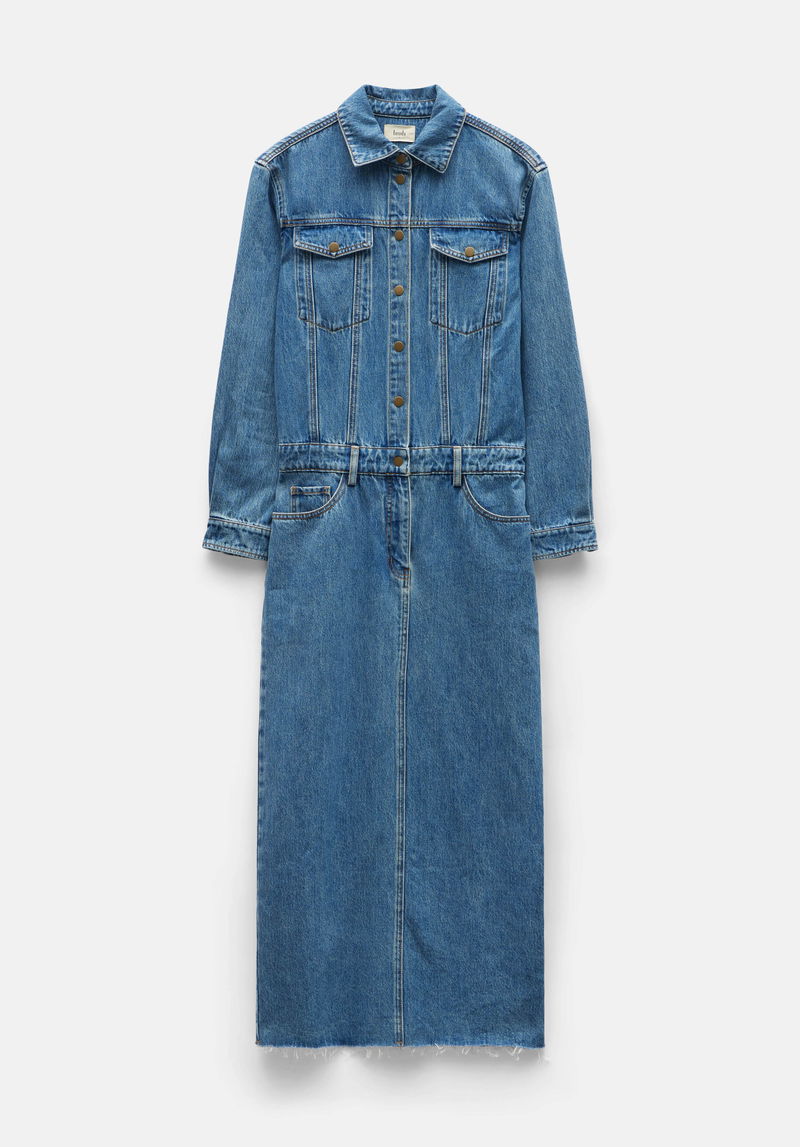 HUSH Tate Denim Maxi Shirt Dress | endource
