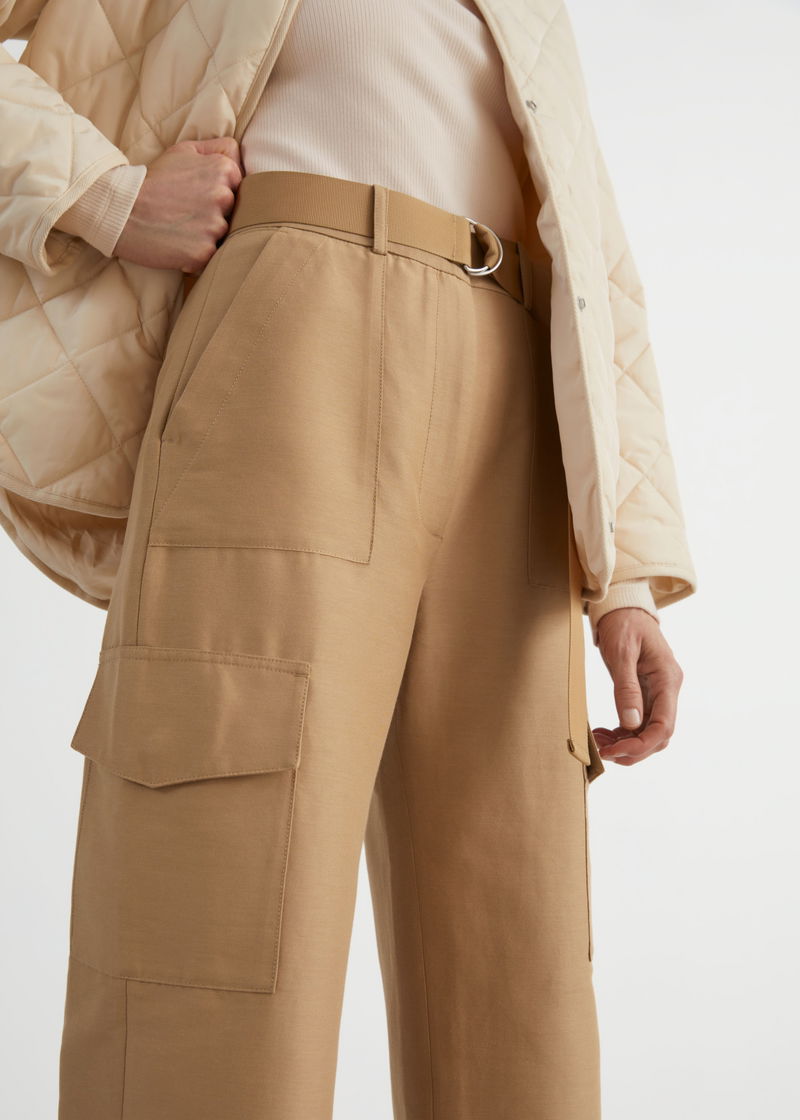  OTHER STORIES Relaxed Belted Utility Pocket Trousers in Beige