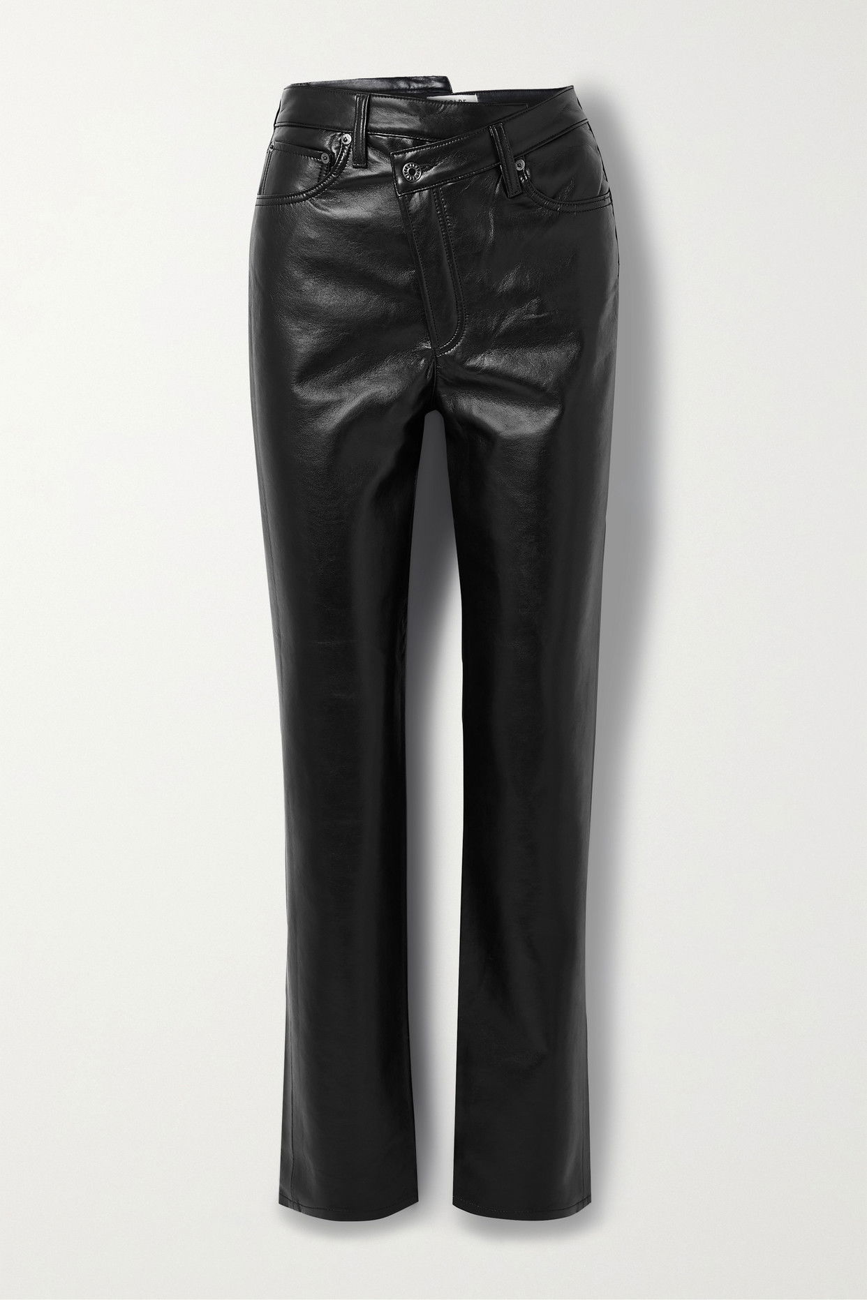 White Criss Cross Leather Pants by AGOLDE on Sale