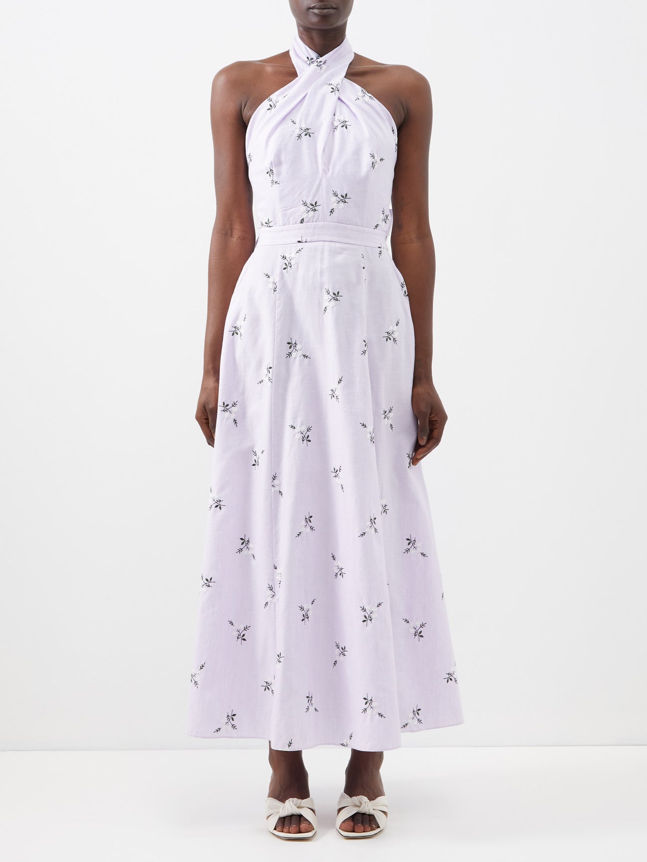ERDEM Selene Halterneck Embroidered Dress | endource