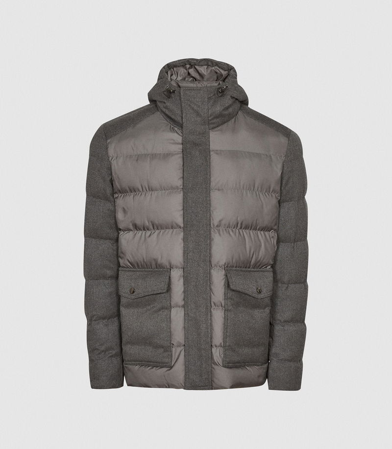 REISS Graydon Hooded Quilted Jacket endource