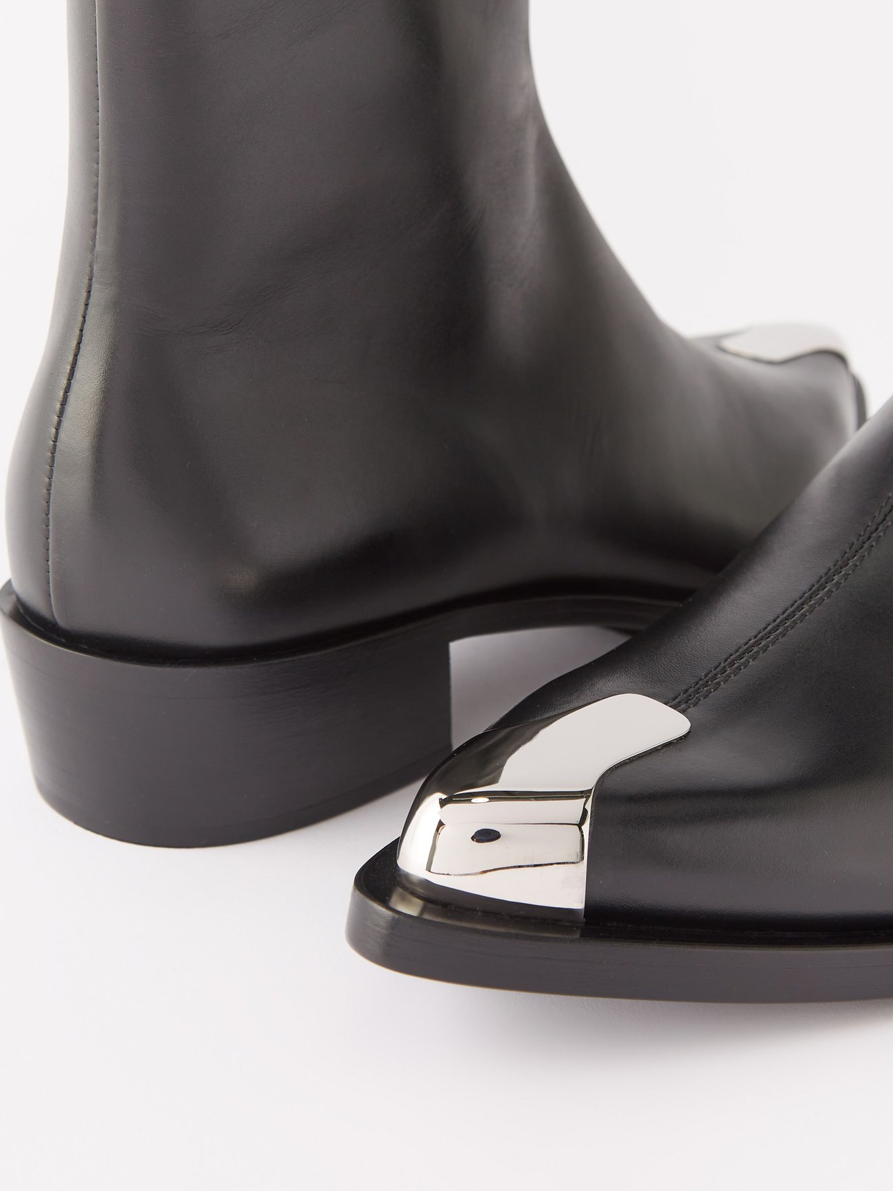 $1390 Alexander McQueen Chelsea Boot with Lacquered Enamel Toe Cap Alexander McQueen Alexander McQueen Hybrid Chelsea Boot  main image 4