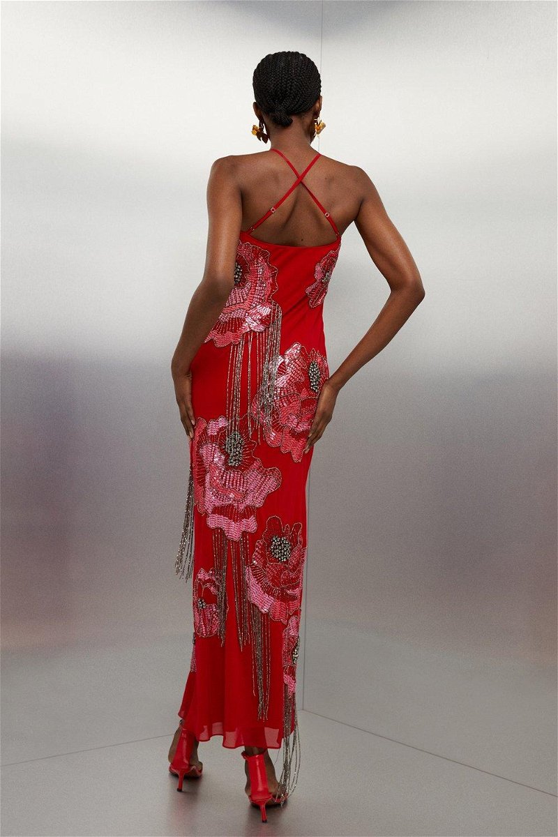 Premium Georgette Bandeau Maxi Dress | Karen Millen