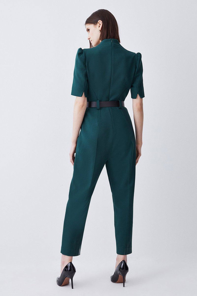 Petite Compact Stretch Forever Belt Jumpsuit