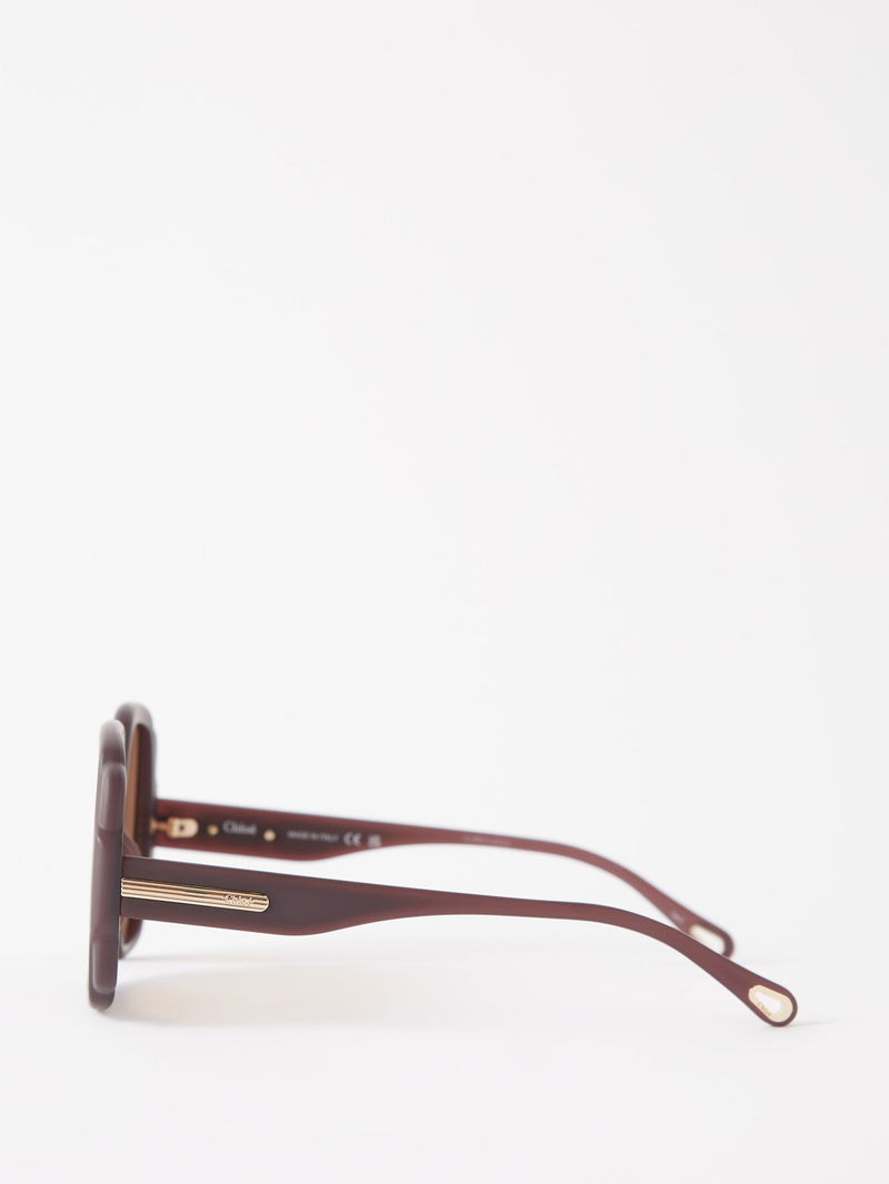 Brown Mirtha round recycled-plastic sunglasses, Chloé