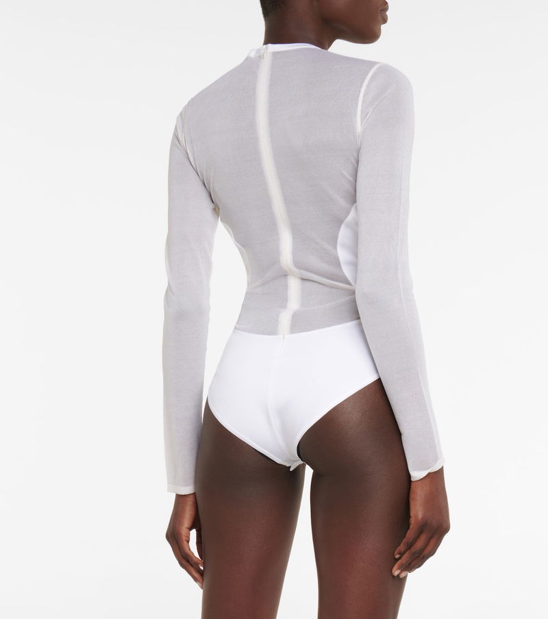 Alaïa Paneled Bodysuit in White