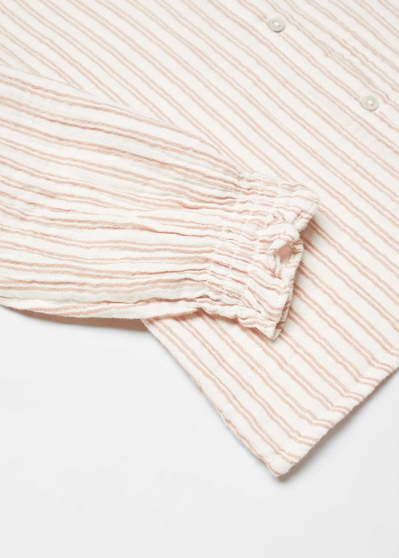 Bariloche Mantis Cotton Stretch Ruffle Front Baby Stripe Shirt Light Blue