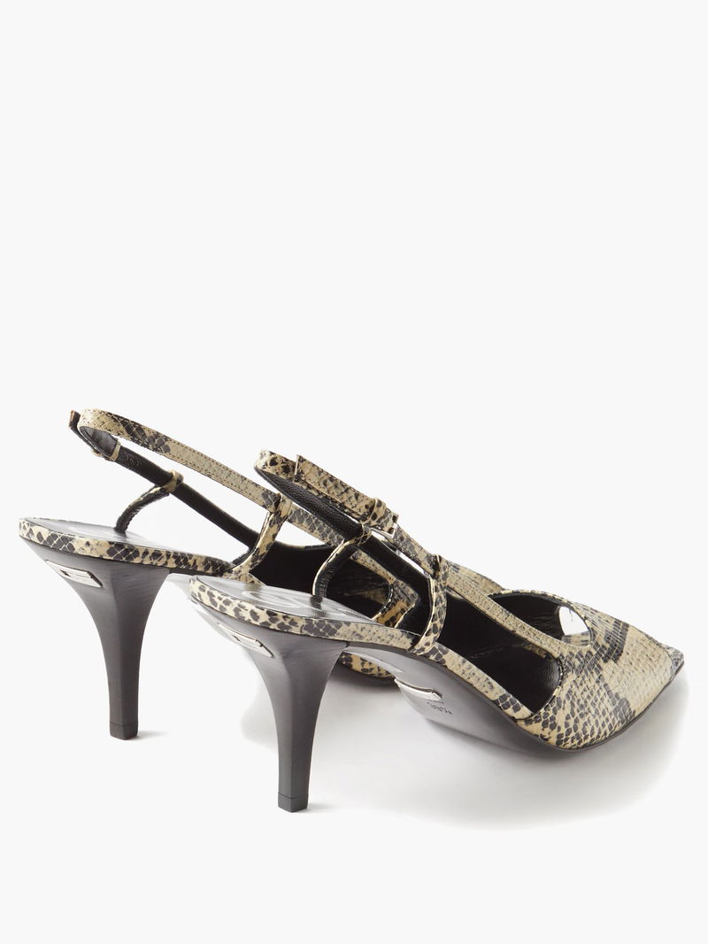 GUCCI Tom Python-Effect Leather Slingback Sandals endource