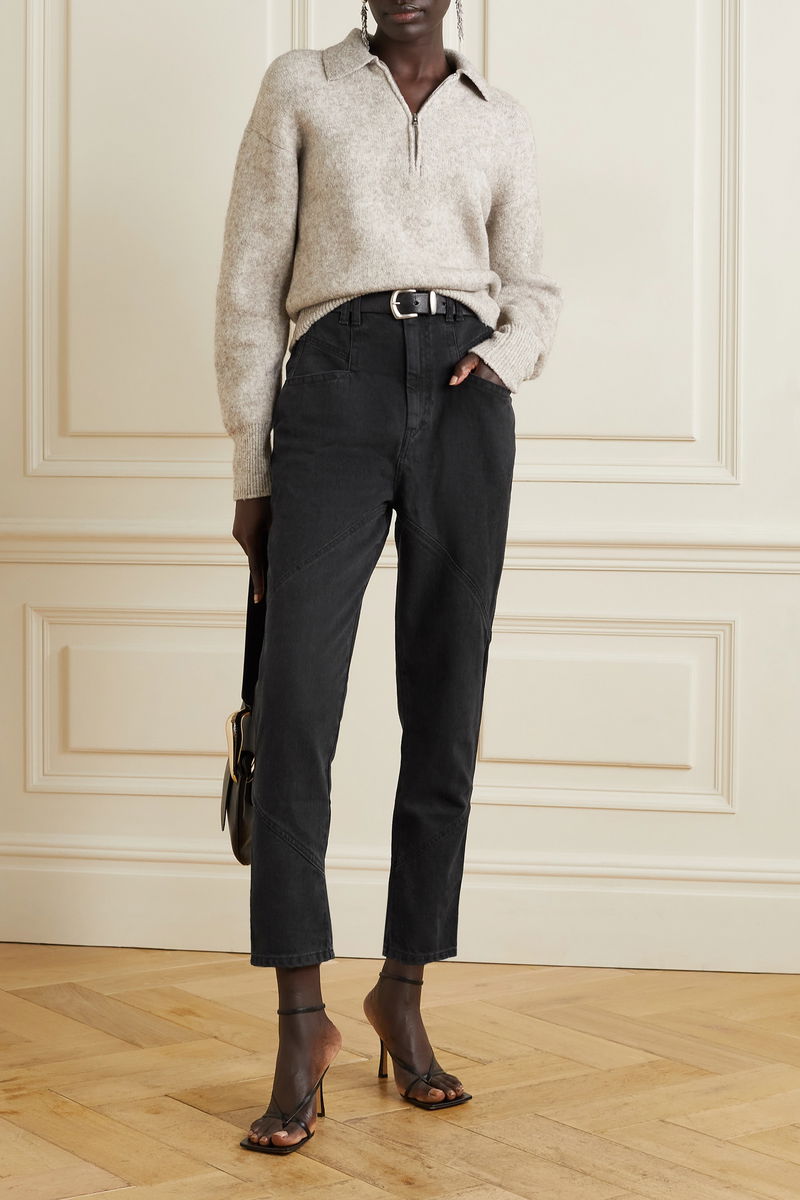 Nadeloisa Paneled High-Rise Tapered Jeans