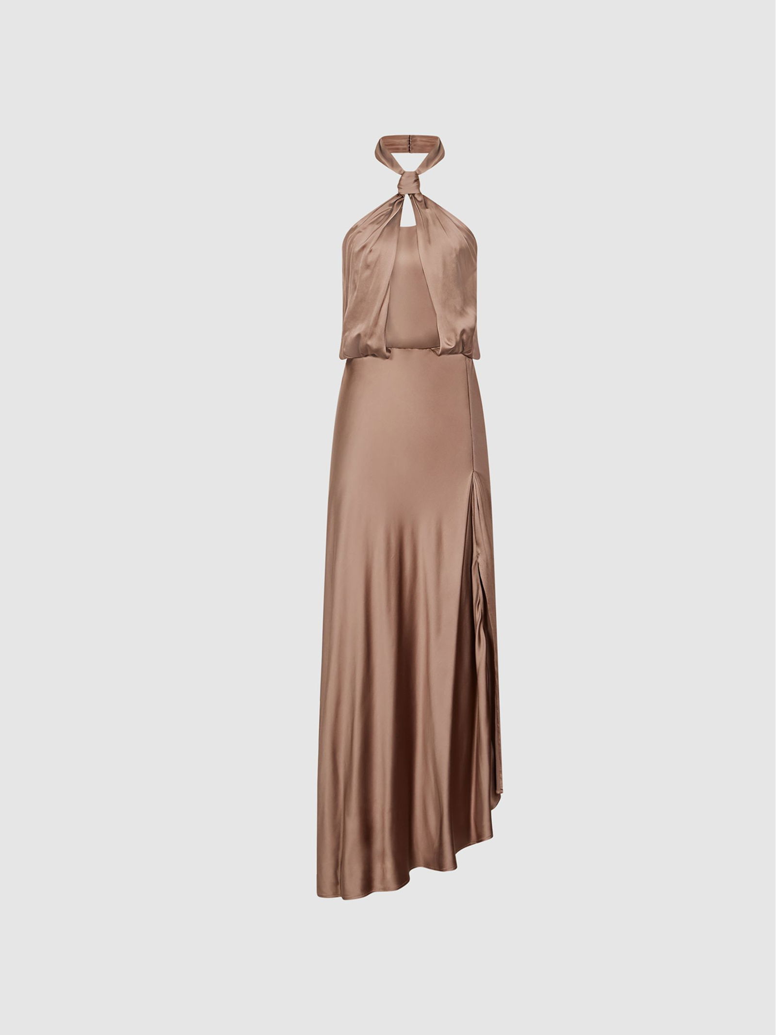 REISS Lorena Halterneck Satin Midi Dress | endource