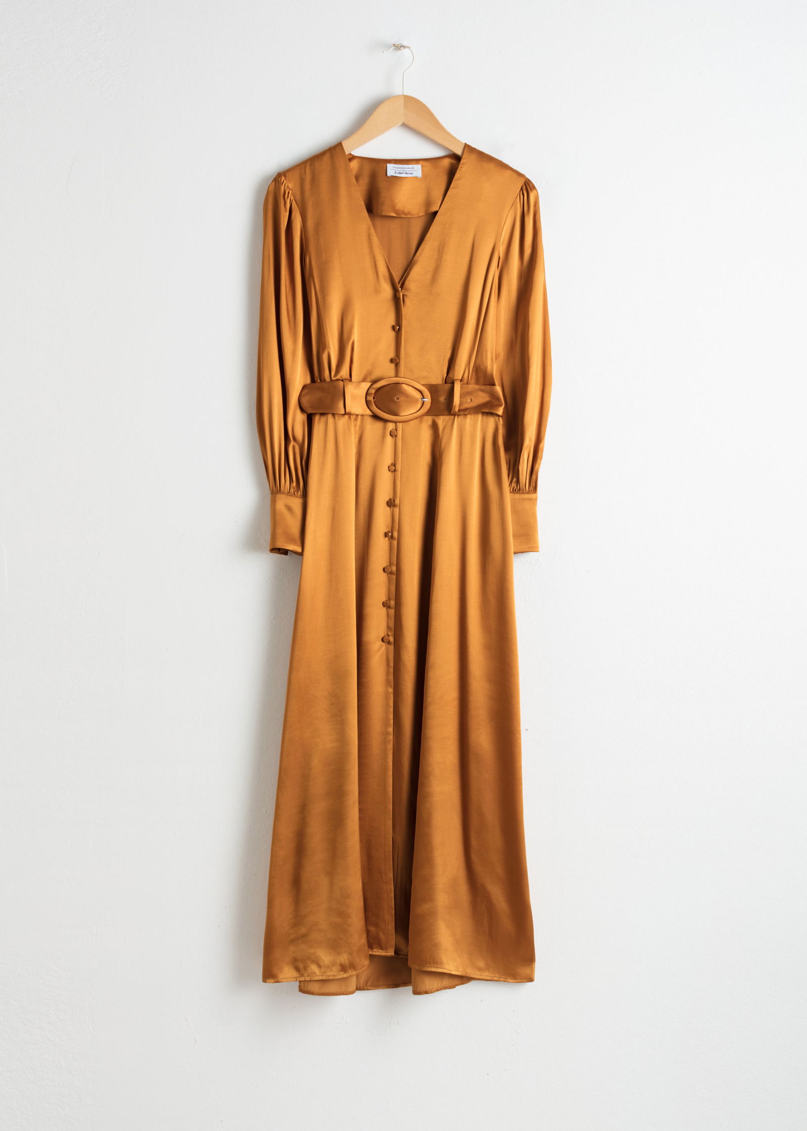 & OTHER STORIES Belted Satin Maxi Dress in Yellow | Endource