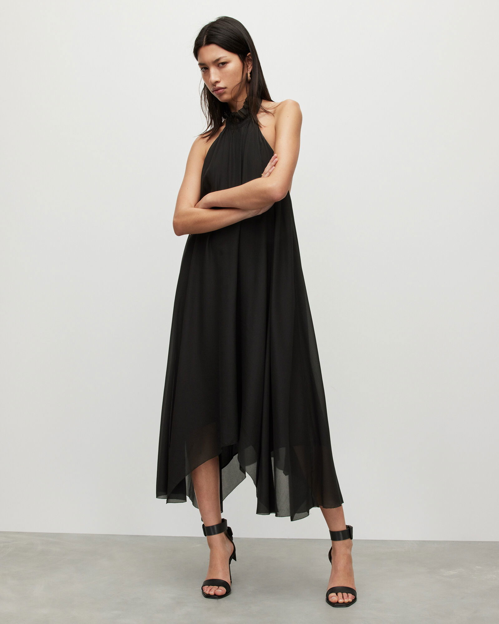 alaya maxi dress Alaya Lemon Asymmetric-Neck Maxi Dress With Drop-Waist Club L London