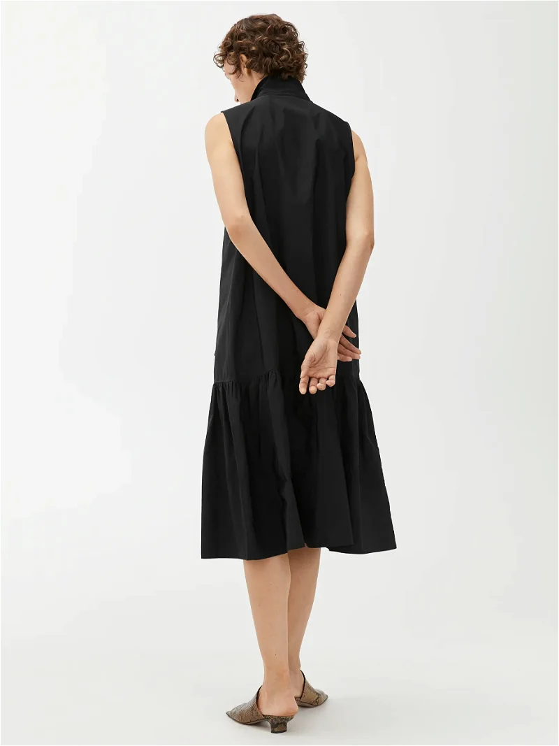 ARKET Neck Tie Tafetta Dress in Black | Endource