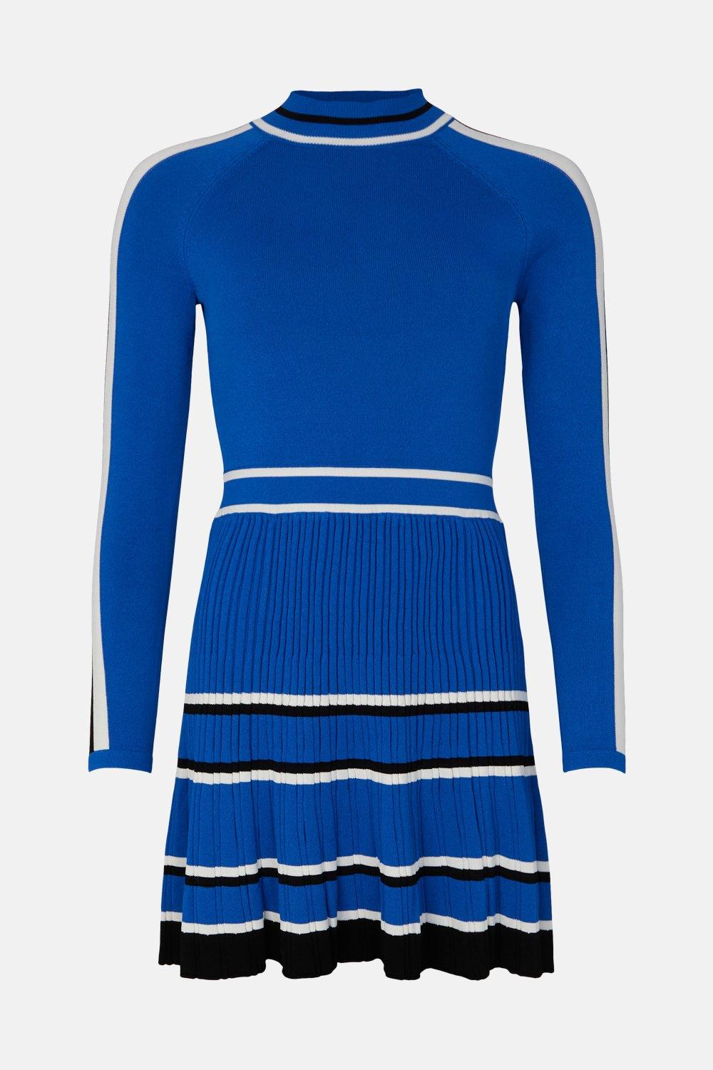 KAREN MILLEN Rib Knit Sporty Colour Block Stripe Dress | endource