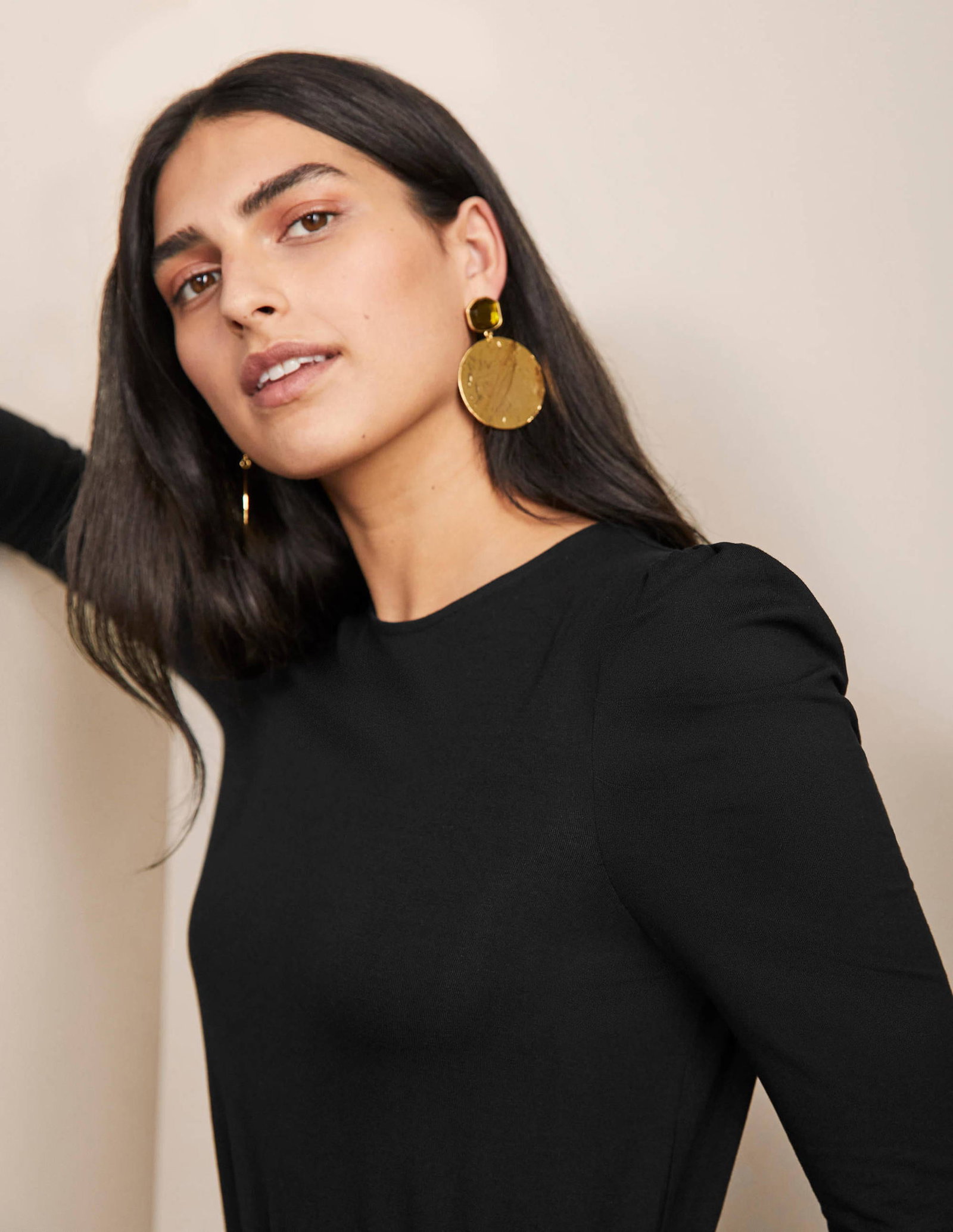 BODEN Puff Sleeve Jersey Midi Dress | endource