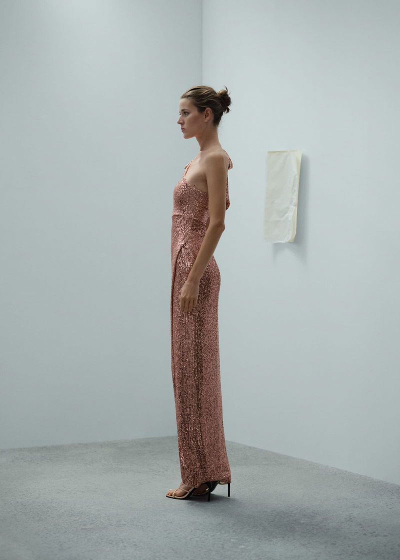 MANGO Asymmetric Sequin Bow Dress | endource