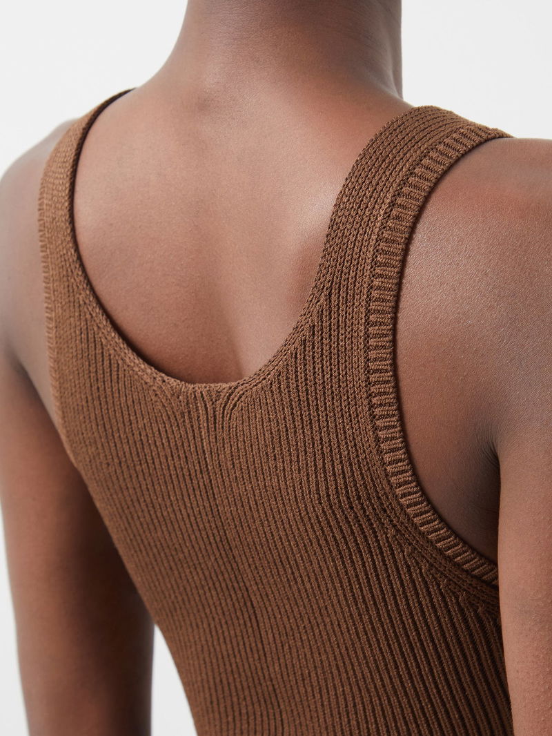 Ribbed-knit tank midi dress in brown - Toteme