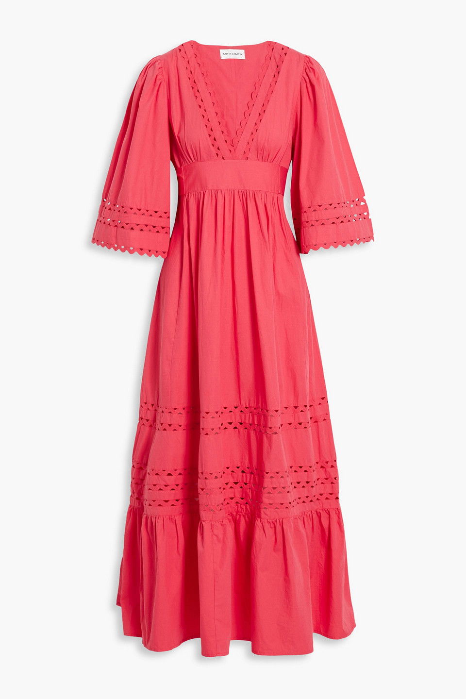 ANTIK BATIK Roda Tiered Cotton-Poplin Maxi Dress in Orange | endource