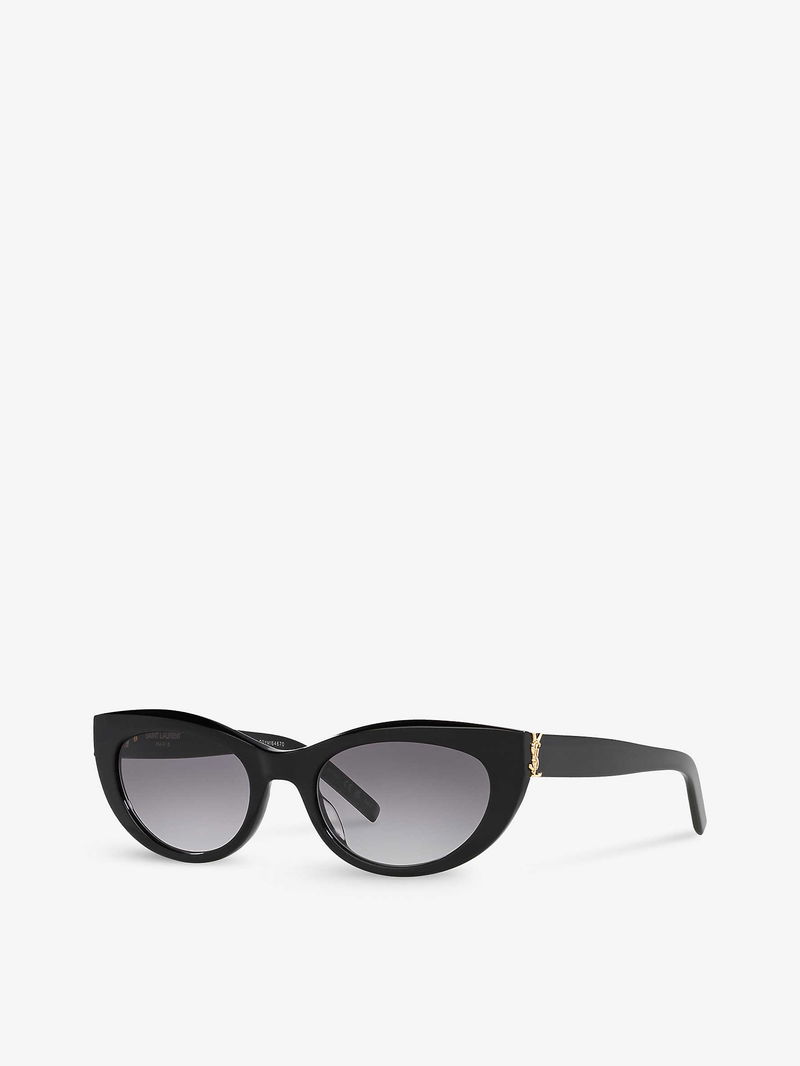 SAINT LAURENT SLM115 Oval-Frame Acetate Sunglasses in BLACK | Endource