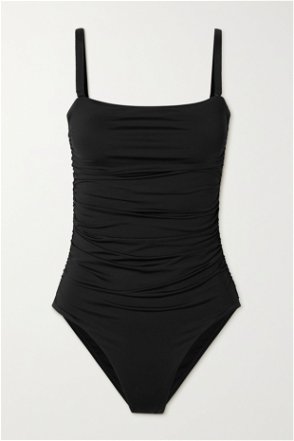 John Lewis Plain Ruched Swimsuit, Black at John Lewis & Partners