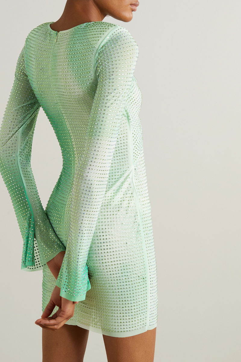 SELF-PORTRAIT Cutout Crystal-Embellished Stretch-Mesh And Jersey Mini ...