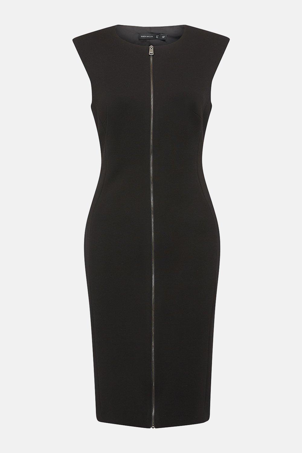 KAREN MILLEN Zip Front Ponte Pencil Dress | Endource