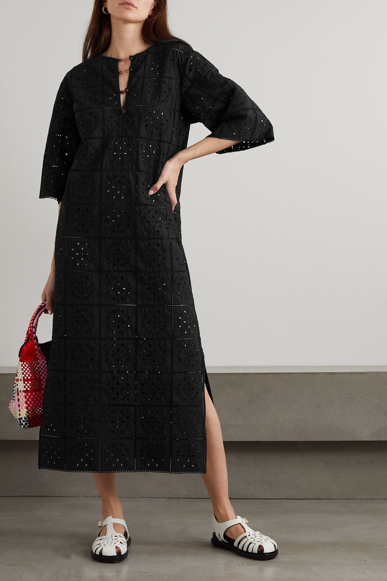 ganni broderie anglaise midi dress Ganni Broderie Anglaise Midi Shirt Dress