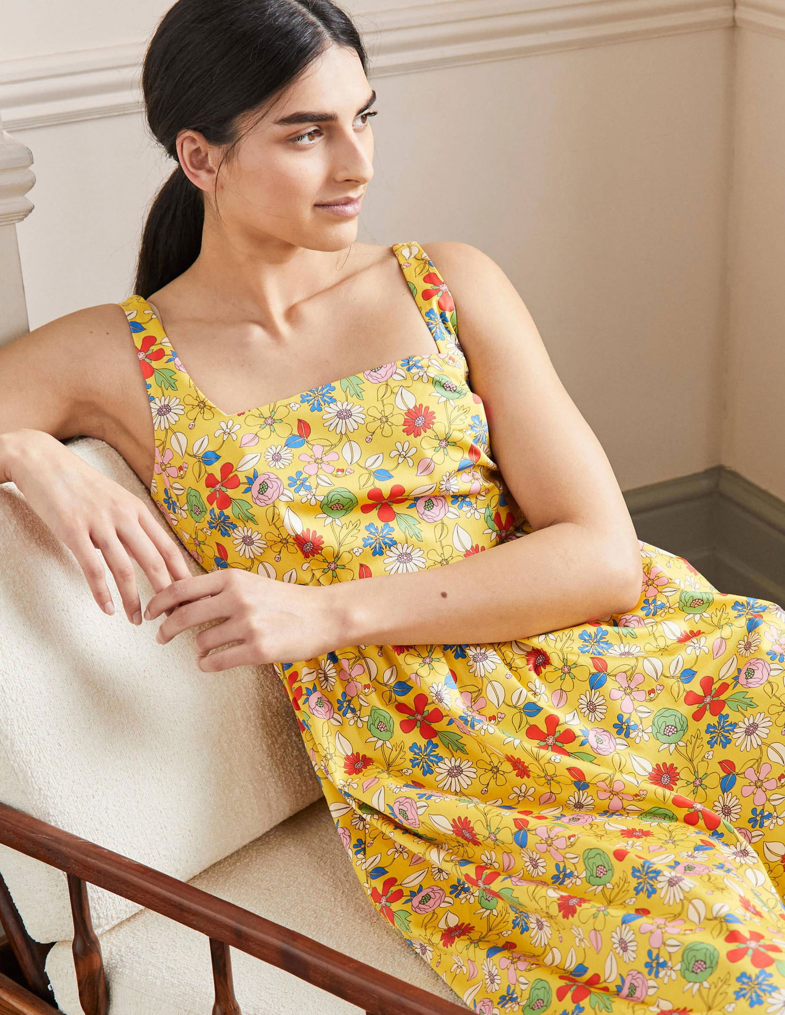 BODEN Violet Square Neck Midi Dress | endource